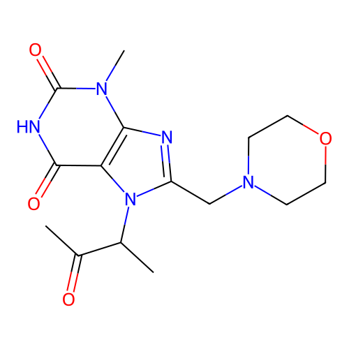 3-Methyl-8-(morpholin-4-ylmethyl)-7-(3-oxobutan-2-yl)purine-2,6-dione structure