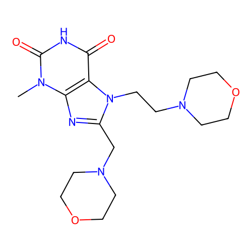 3-Methyl-7-(2-morpholin-4-ylethyl)-8-(morpholin-4-ylmethyl)purine-2,6-dione structure