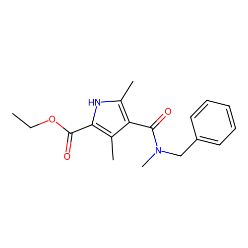 ethyl 4-[benzyl(methyl)carbamoyl]-3,5-dimethyl-1H-pyrrole-2-carboxylate structure