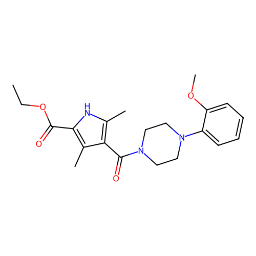 ethyl 4-{[4-(2-methoxyphenyl)piperazin-1-yl]carbonyl}-3,5-dimethyl-1H-pyrrole-2-carboxylate structure