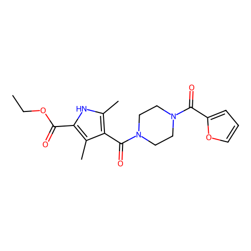 ethyl 4-[4-(furan-2-carbonyl)piperazine-1-carbonyl]-3,5-dimethyl-1H-pyrrole-2-carboxylate structure