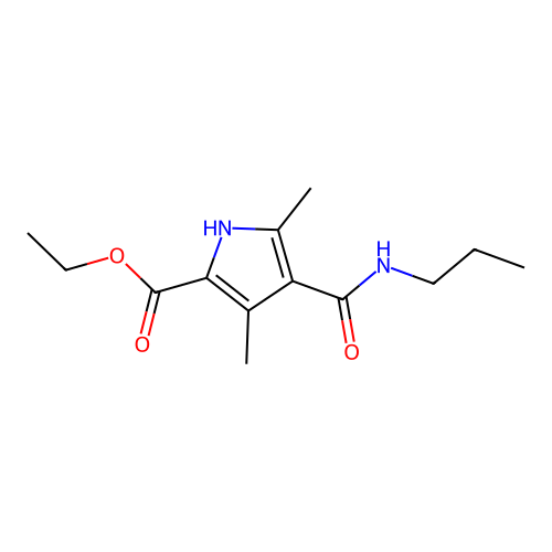 Ethyl 3,5-dimethyl-4-(propylcarbamoyl)-1H-pyrrole-2-carboxylate structure