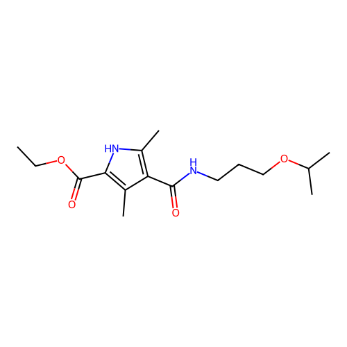 ethyl 4-((3-isopropoxypropyl)carbamoyl)-3,5-dimethyl-1H-pyrrole-2-carboxylate structure