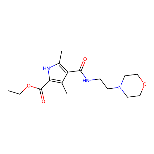 ethyl 3,5-dimethyl-4-((2-morpholinoethyl)carbamoyl)-1H-pyrrole-2-carboxylate structure