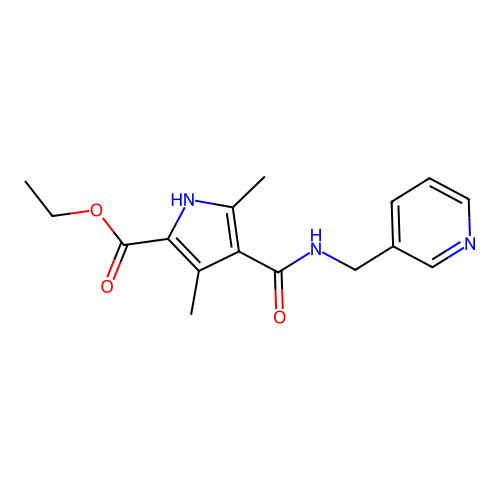 ethyl 3,5-dimethyl-4-((pyridin-3-ylmethyl)carbamoyl)-1H-pyrrole-2-carboxylate structure