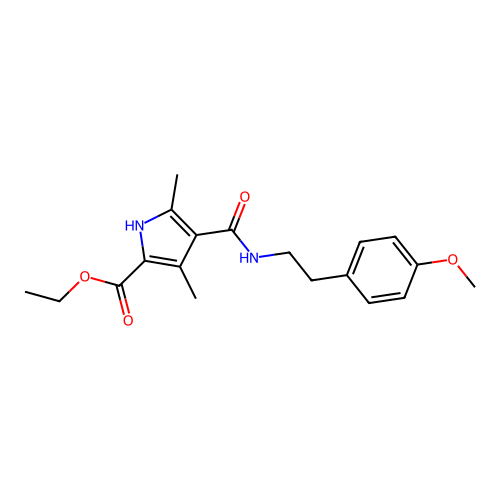 ethyl 4-((4-methoxyphenethyl)carbamoyl)-3,5-dimethyl-1H-pyrrole-2-carboxylate structure