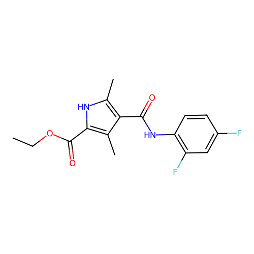 Ethyl 4-[(2,4-difluorophenyl)carbamoyl]-3,5-dimethyl-1H-pyrrole-2-carboxylate structure