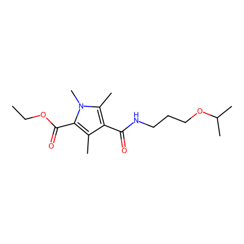 Ethyl 1,3,5-trimethyl-4-(3-propan-2-yloxypropylcarbamoyl)pyrrole-2-carboxylate structure