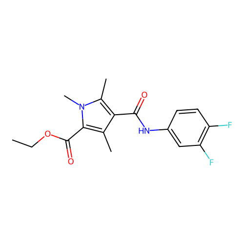 ethyl 4-((3,4-difluorophenyl)carbamoyl)-1,3,5-trimethyl-1H-pyrrole-2-carboxylate structure