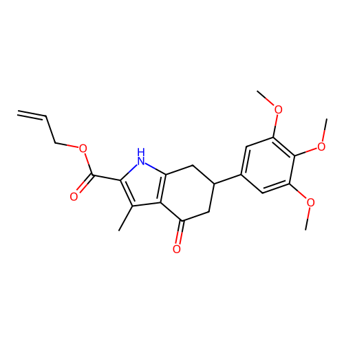 prop-2-en-1-yl 3-methyl-4-oxo-6-(3,4,5-trimethoxyphenyl)-4,5,6,7-tetrahydro-1H-indole-2-carboxylate structure