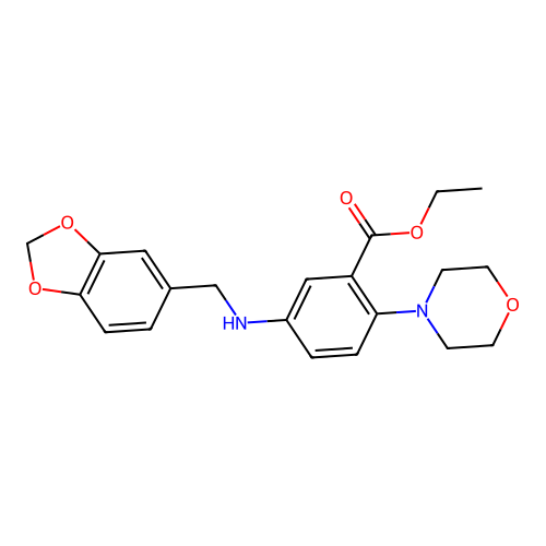 Ethyl 5-(1,3-benzodioxol-5-ylmethylamino)-2-morpholin-4-ylbenzoate structure