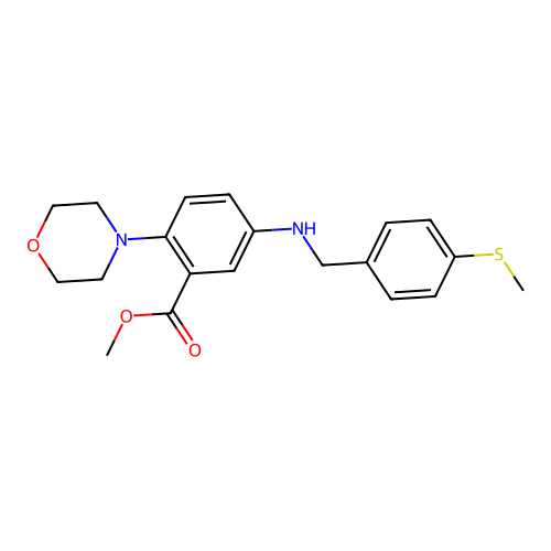 Methyl 5-{[4-(methylsulfanyl)benzyl]amino}-2-(4-morpholinyl)benzoate structure
