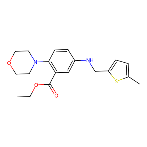 Ethyl 5-{[(5-methylthiophen-2-yl)methyl]amino}-2-(morpholin-4-yl)benzoate structure