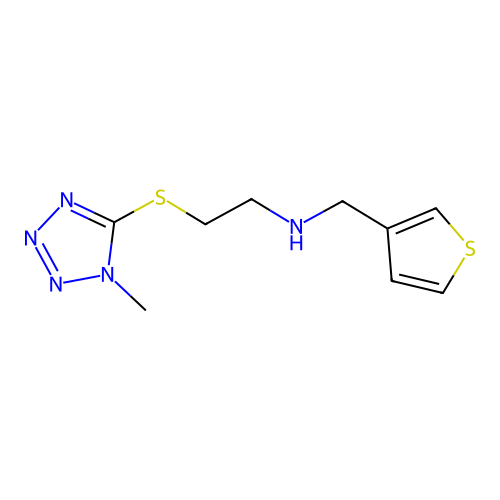 2-(1-methyltetrazol-5-yl)sulfanyl-N-(thiophen-3-ylmethyl)ethanamine structure