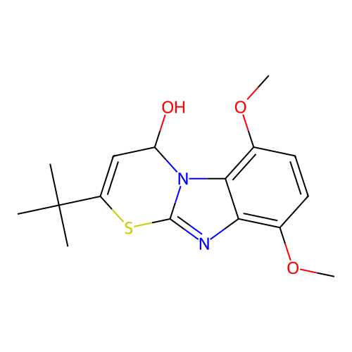 2-tert-butyl-6,9-dimethoxy-4H-[1,3]thiazino[3,2-a]benzimidazol-4-ol structure