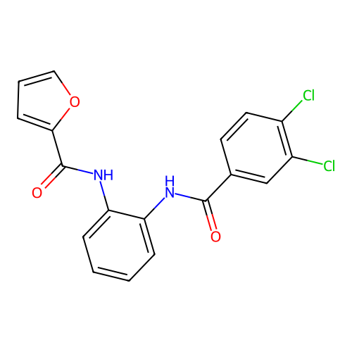 N-[2-[(3,4-dichlorobenzoyl)amino]phenyl]furan-2-carboxamide structure