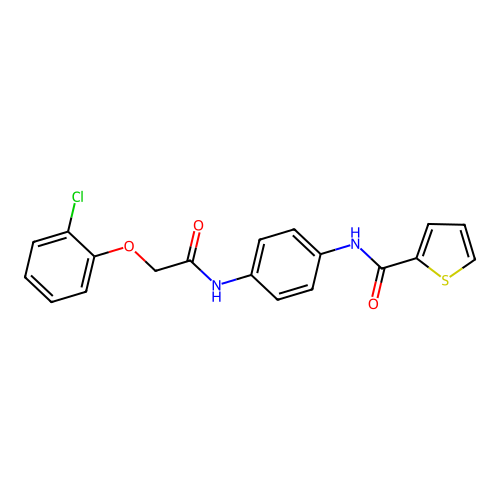N-[4-[[2-(2-chlorophenoxy)acetyl]amino]phenyl]thiophene-2-carboxamide structure