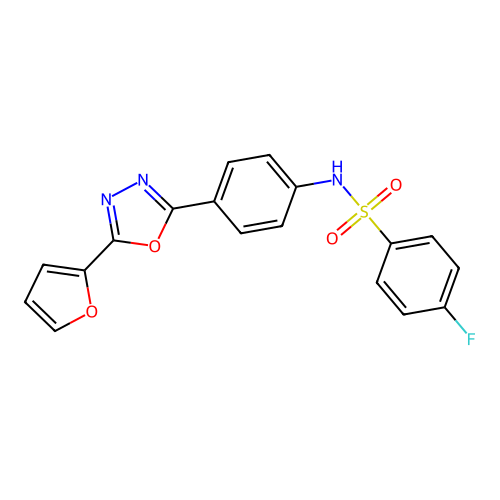 4-fluoro-N-[4-[5-(furan-2-yl)-1,3,4-oxadiazol-2-yl]phenyl]benzenesulfonamide structure