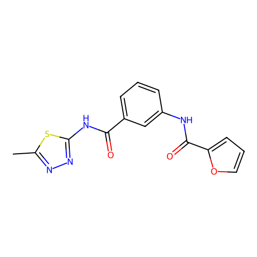 N-[3-[(5-methyl-1,3,4-thiadiazol-2-yl)carbamoyl]phenyl]furan-2-carboxamide structure