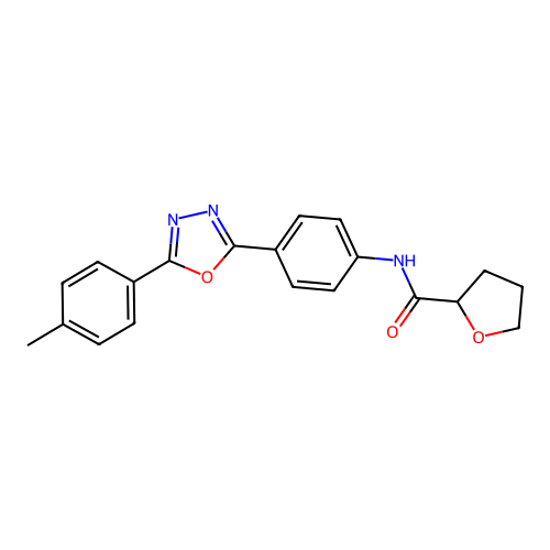 N-[4-[5-(4-methylphenyl)-1,3,4-oxadiazol-2-yl]phenyl]oxolane-2-carboxamide structure
