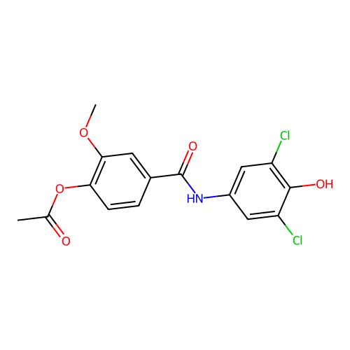 4-((3,5-Dichloro-4-hydroxyphenyl)carbamoyl)-2-methoxyphenyl acetate structure