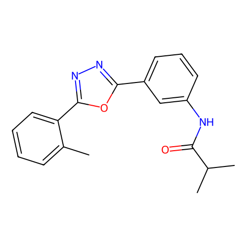 2-methyl-N-[3-[5-(2-methylphenyl)-1,3,4-oxadiazol-2-yl]phenyl]propanamide structure