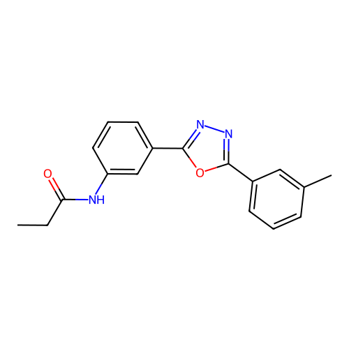 N-[3-[5-(3-methylphenyl)-1,3,4-oxadiazol-2-yl]phenyl]propanamide structure