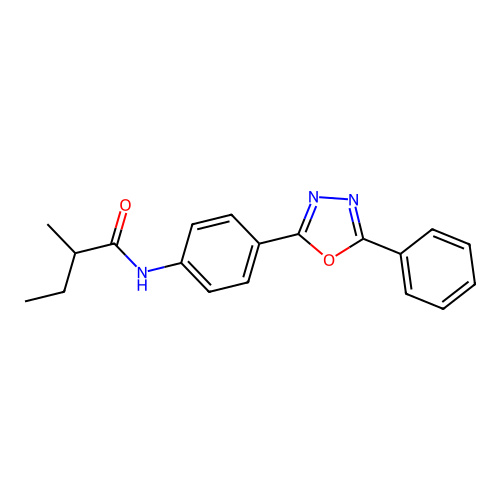 2-methyl-N-[4-(5-phenyl-1,3,4-oxadiazol-2-yl)phenyl]butanamide structure