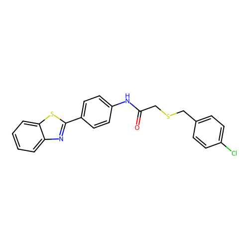 N-[4-(1,3-benzothiazol-2-yl)phenyl]-2-[(4-chlorobenzyl)sulfanyl]acetamide structure