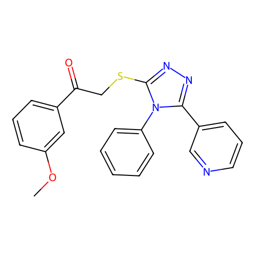 1-(3-methoxyphenyl)-2-((4-phenyl-5-(pyridin-3-yl)-4H-1,2,4-triazol-3-yl)thio)ethanone structure