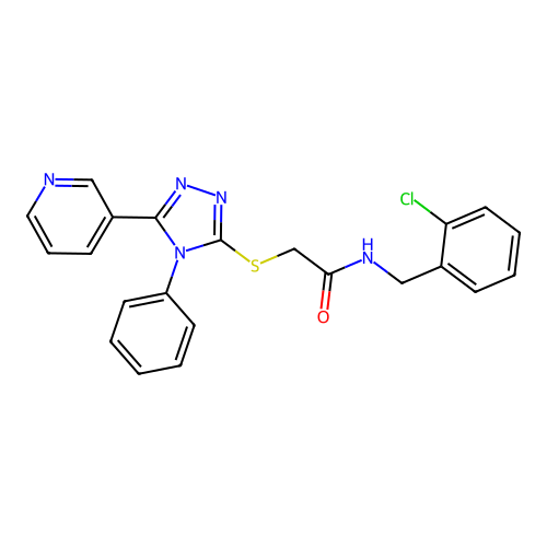N-[(2-chlorophenyl)methyl]-2-[(4-phenyl-5-pyridin-3-yl-1,2,4-triazol-3-yl)sulfanyl]acetamide structure