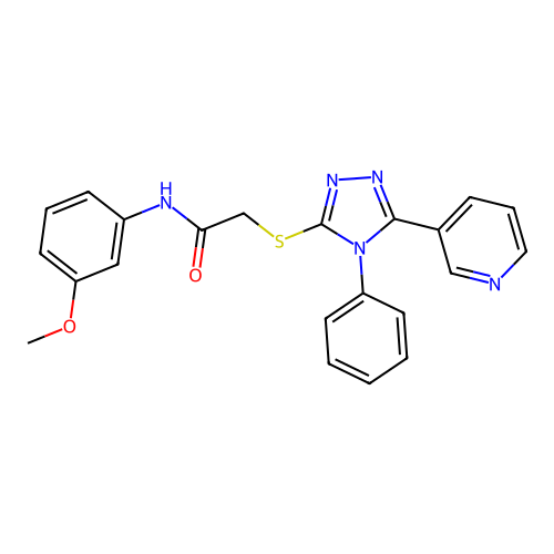 N-(3-methoxyphenyl)-2-[(4-phenyl-5-pyridin-3-yl-1,2,4-triazol-3-yl)sulfanyl]acetamide structure