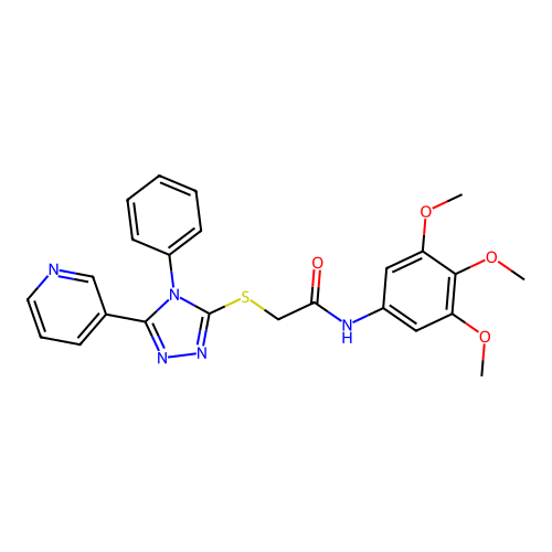 2-[(4-phenyl-5-pyridin-3-yl-1,2,4-triazol-3-yl)sulfanyl]-N-(3,4,5-trimethoxyphenyl)acetamide structure