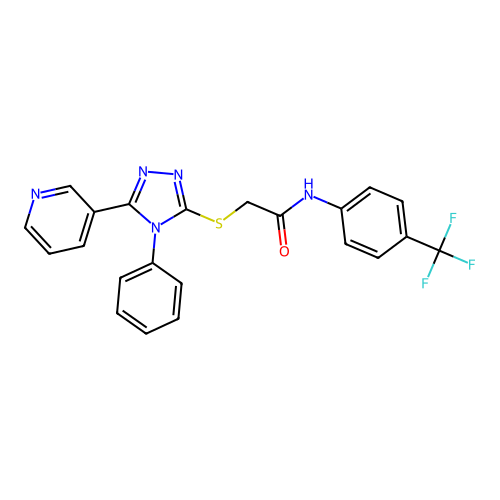 2-[(4-phenyl-5-pyridin-3-yl-1,2,4-triazol-3-yl)sulfanyl]-N-[4-(trifluoromethyl)phenyl]acetamide structure
