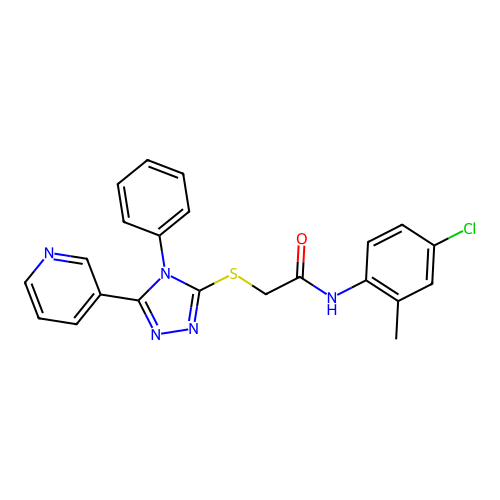 N-(4-chloro-2-methylphenyl)-2-{[4-phenyl-5-(pyridin-3-yl)-4H-1,2,4-triazol-3-yl]sulfanyl}acetamide structure