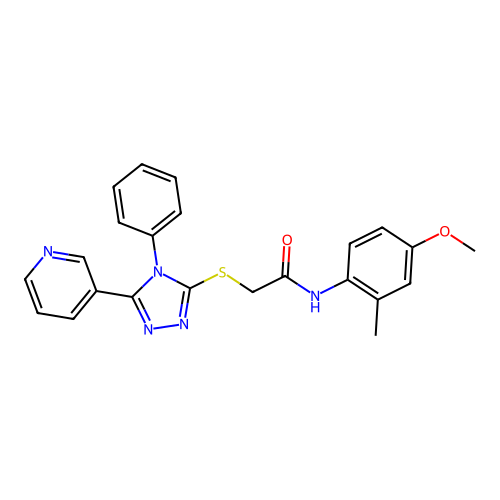 N-(4-methoxy-2-methyl-phenyl)-2-[(4-phenyl-5-pyridin-3-yl-1,2,4-triazol-3-yl)sulfanyl]acetamide structure