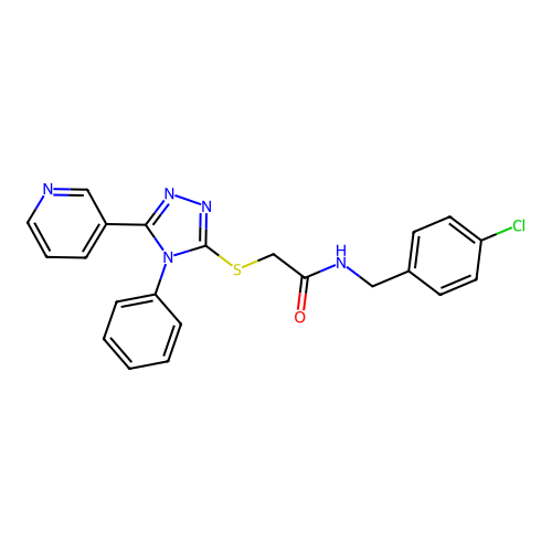 N-[(4-chlorophenyl)methyl]-2-[(4-phenyl-5-pyridin-3-yl-1,2,4-triazol-3-yl)sulfanyl]acetamide structure