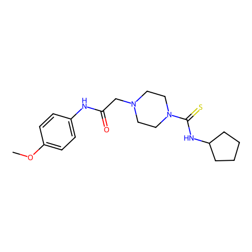 2-[4-(cyclopentylcarbamothioyl)piperazin-1-yl]-N-(4-methoxyphenyl)acetamide structure
