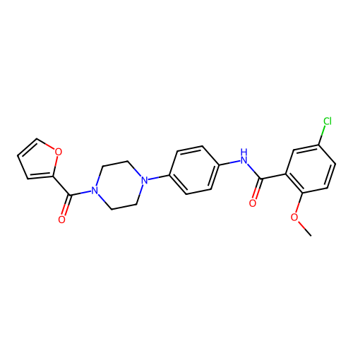 5-chloro-N-[4-[4-(furan-2-carbonyl)piperazin-1-yl]phenyl]-2-methoxybenzamide structure