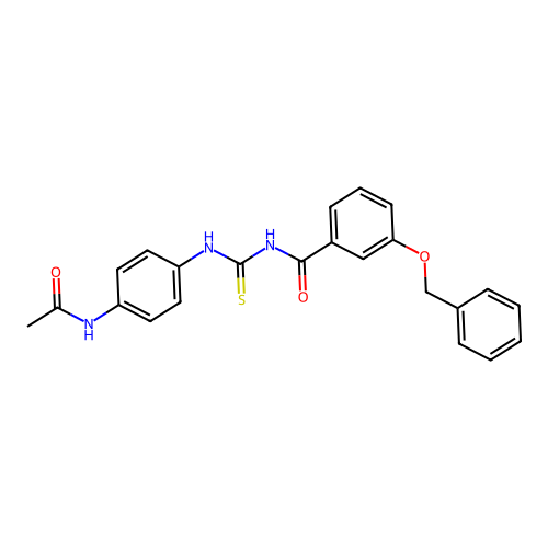 N-[(4-acetamidophenyl)carbamothioyl]-3-phenylmethoxybenzamide structure