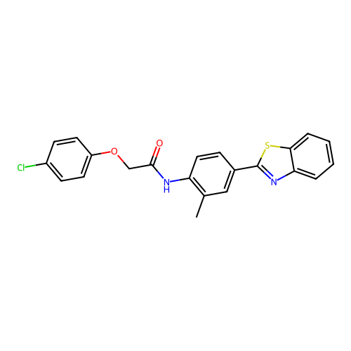 N-[4-(1,3-benzothiazol-2-yl)-2-methylphenyl]-2-(4-chlorophenoxy)acetamide structure