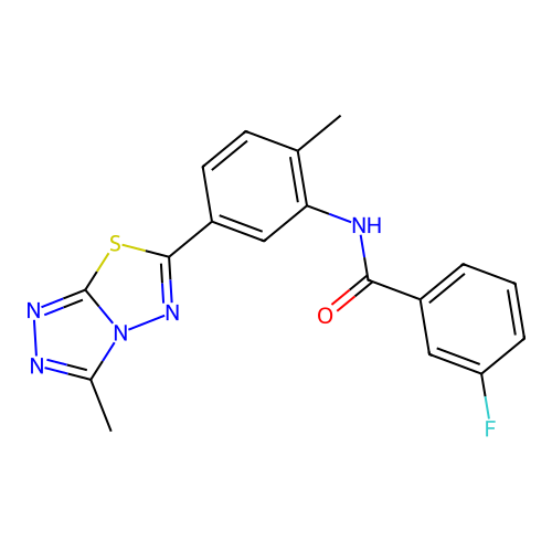 C18H14FN5OS structure