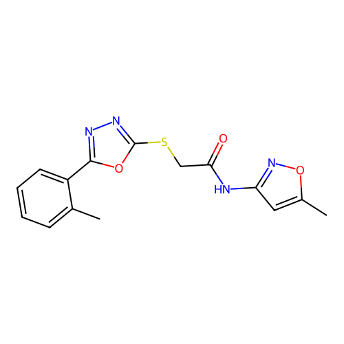 N-(5-methyl-1,2-oxazol-3-yl)-2-{[5-(2-methylphenyl)-1,3,4-oxadiazol-2-yl]sulfanyl}acetamide structure