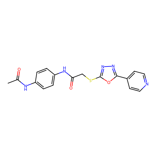 N-(4-acetamidophenyl)-2-((5-(pyridin-4-yl)-1,3,4-oxadiazol-2-yl)thio)acetamide structure