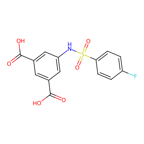 5-{[(4-Fluorophenyl)sulfonyl]amino}benzene-1,3-dicarboxylic acid structure