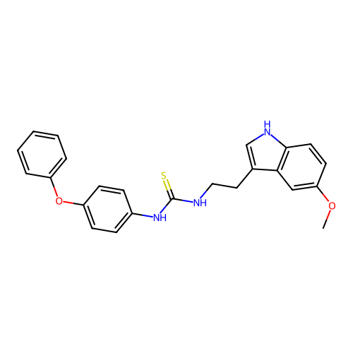 1-[2-(5-methoxy-1H-indol-3-yl)ethyl]-3-(4-phenoxyphenyl)thiourea structure