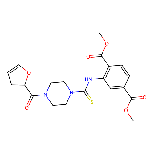Dimethyl 2-({[4-(2-furoyl)piperazin-1-yl]carbonothioyl}amino)terephthalate structure