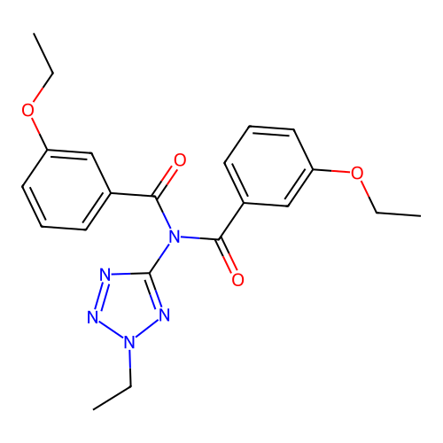 3-ethoxy-N-[(3-ethoxyphenyl)carbonyl]-N-(2-ethyl-2H-tetrazol-5-yl)benzamide structure