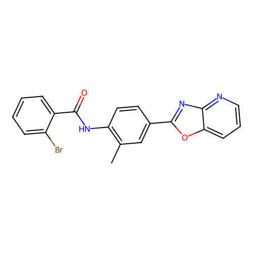 2-bromo-N-(2-methyl-4-[1,3]oxazolo[4,5-b]pyridin-2-ylphenyl)benzamide structure