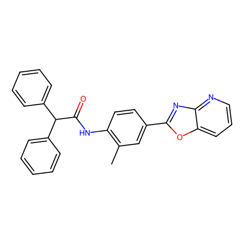 N-[2-methyl-4-([1,3]oxazolo[4,5-b]pyridin-2-yl)phenyl]-2,2-diphenylacetamide structure